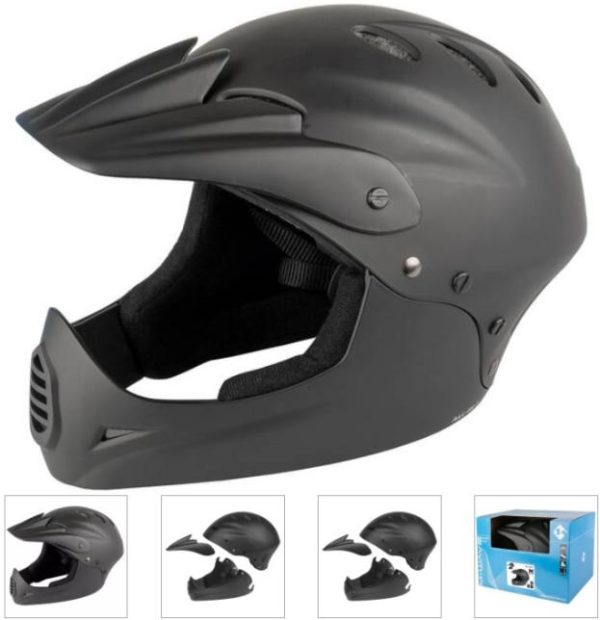 Full face kaciga M-Wave za bicikl i romobil (54–58 cm, CRNA)